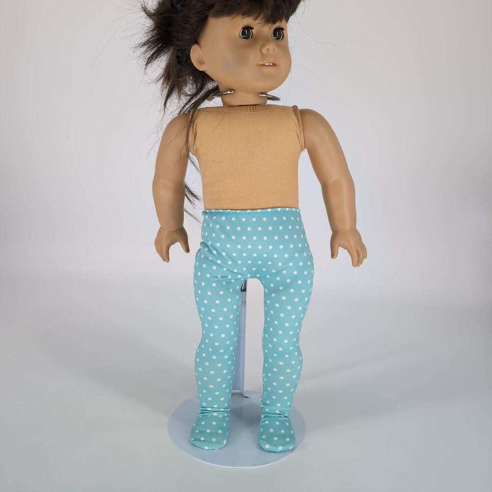 Unbranded Blue Polka Dot Doll Lycra or Spandex Style Tights for 18" Dolls - GUC
